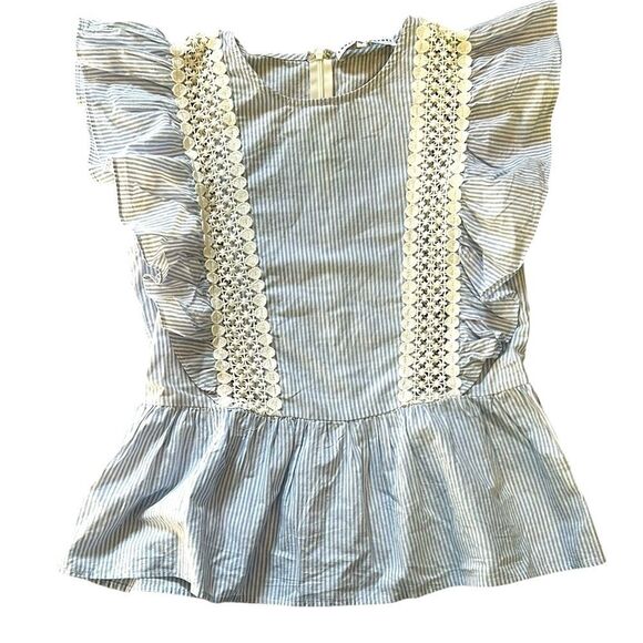 English Factory Cream Ruffled Peplum Blouse - Picture 1 of 7